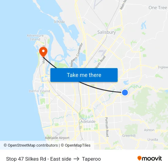 Stop 47 Silkes Rd - East side to Taperoo map