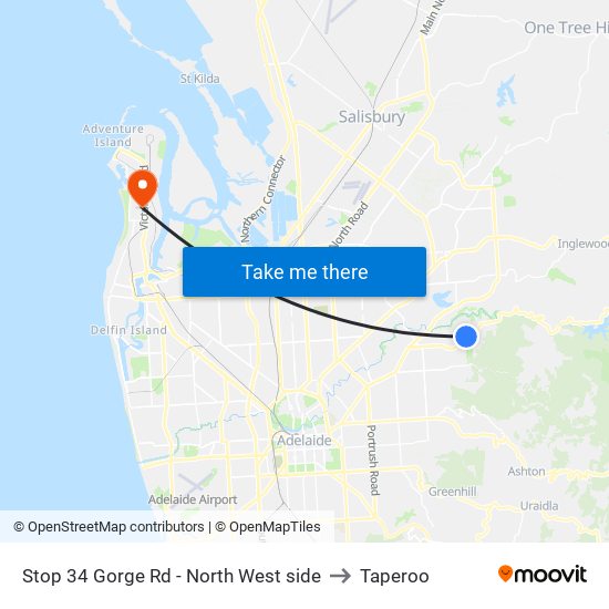 Stop 34 Gorge Rd - North West side to Taperoo map