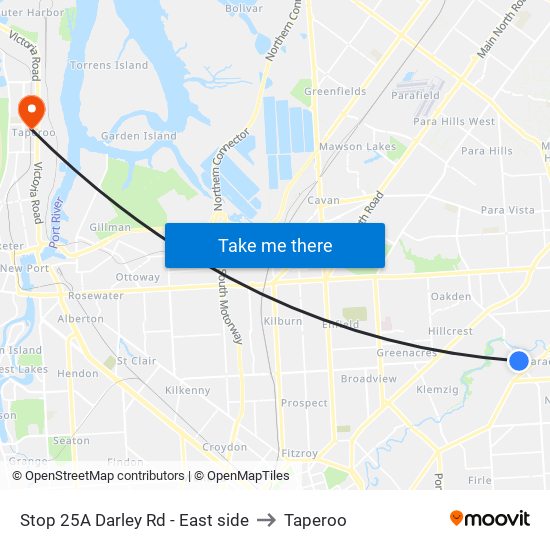 Stop 25A Darley Rd - East side to Taperoo map