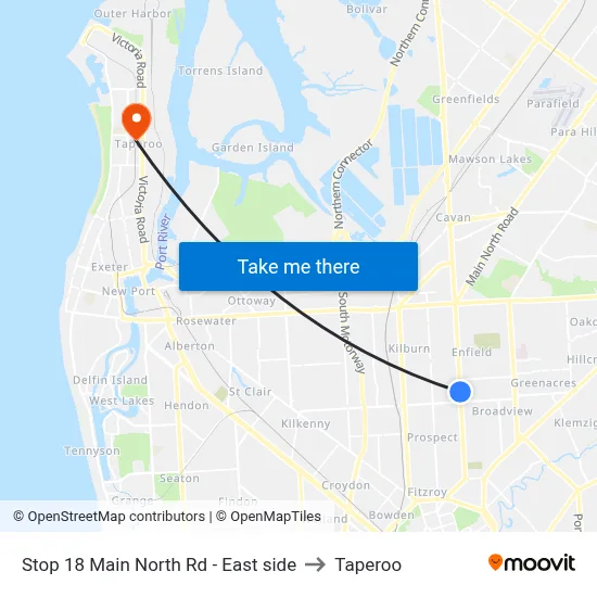 Stop 18 Main North Rd - East side to Taperoo map