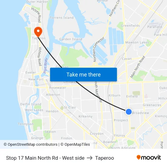Stop 17 Main North Rd - West side to Taperoo map