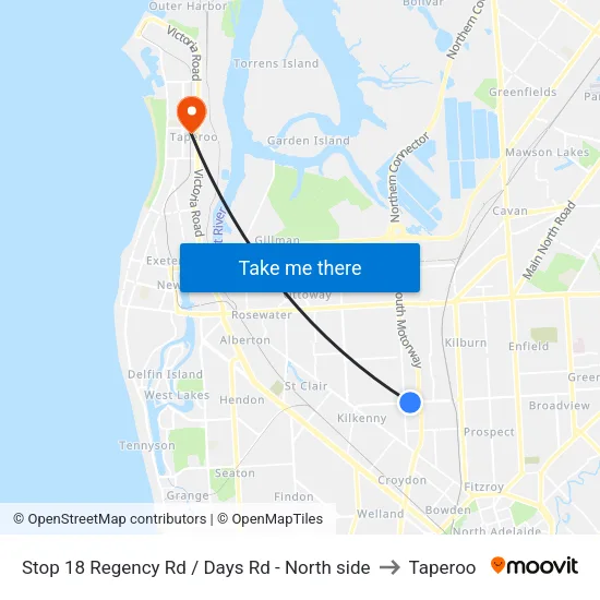 Stop 18 Regency Rd / Days Rd - North side to Taperoo map