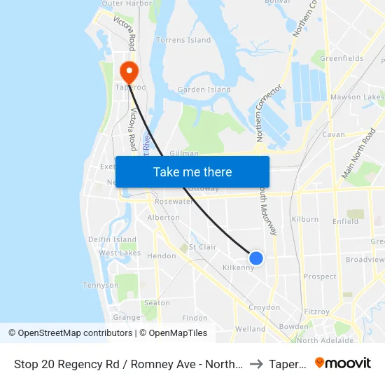 Stop 20 Regency Rd / Romney Ave - North side to Taperoo map