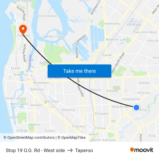 Stop 19 O.G. Rd - West side to Taperoo map