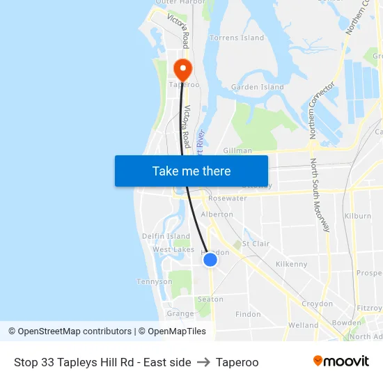 Stop 33 Tapleys Hill Rd - East side to Taperoo map