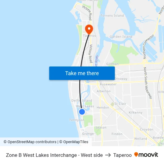Zone B West Lakes Interchange - West side to Taperoo map