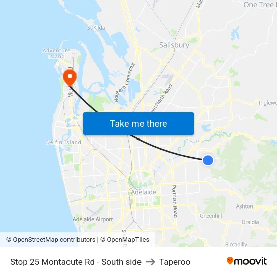 Stop 25 Montacute Rd - South side to Taperoo map