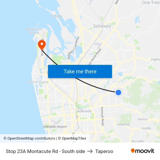 Stop 23A Montacute Rd - South side to Taperoo map