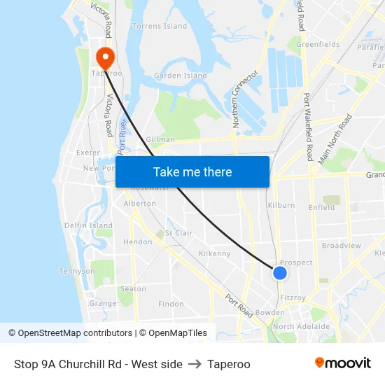 Stop 9A Churchill Rd - West side to Taperoo map