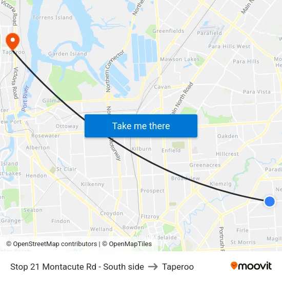 Stop 21 Montacute Rd - South side to Taperoo map