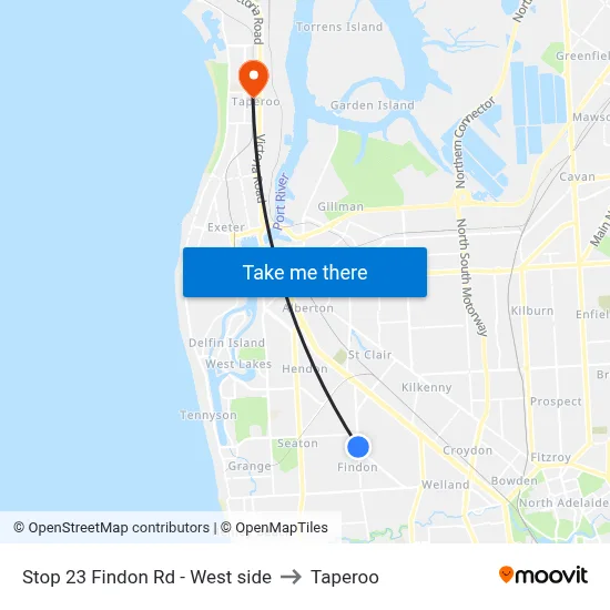 Stop 23 Findon Rd - West side to Taperoo map