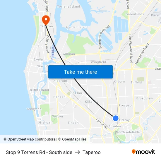 Stop 9 Torrens Rd - South side to Taperoo map