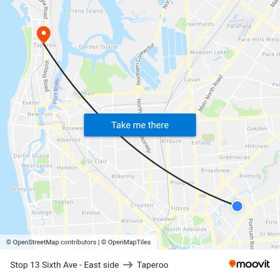 Stop 13 Sixth Ave - East side to Taperoo map