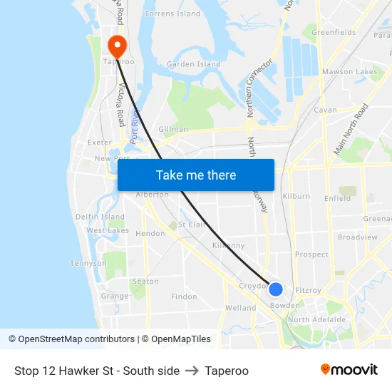 Stop 12 Hawker St - South side to Taperoo map