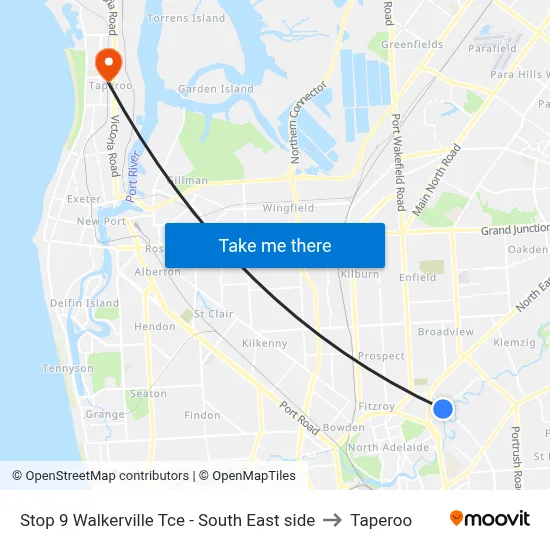 Stop 9 Walkerville Tce - South East side to Taperoo map