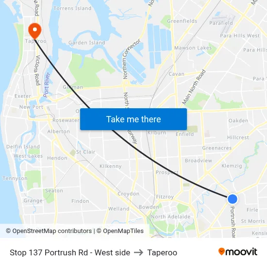 Stop 137 Portrush Rd - West side to Taperoo map