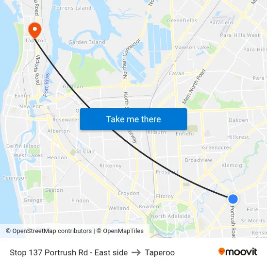 Stop 137 Portrush Rd - East side to Taperoo map
