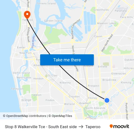 Stop 8 Walkerville Tce - South East side to Taperoo map