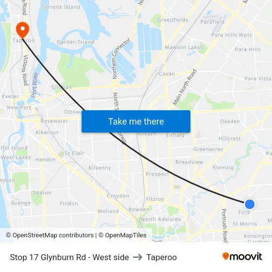Stop 17 Glynburn Rd - West side to Taperoo map