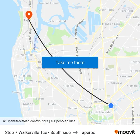 Stop 7 Walkerville Tce - South side to Taperoo map
