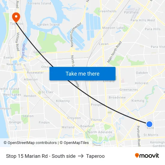 Stop 15 Marian Rd - South side to Taperoo map