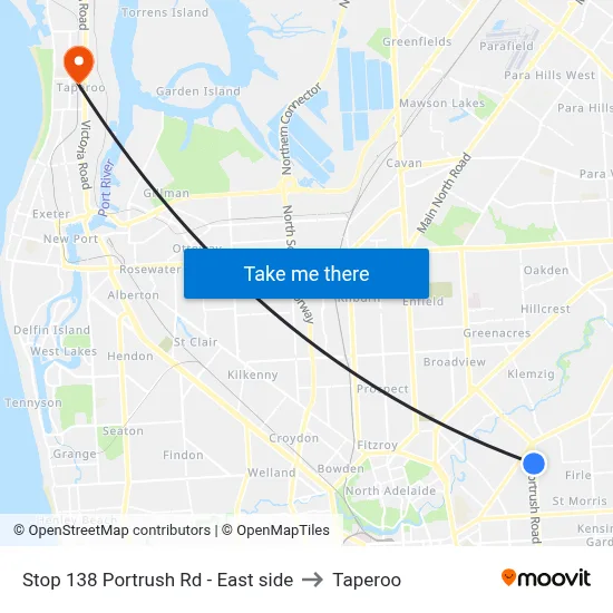 Stop 138 Portrush Rd - East side to Taperoo map