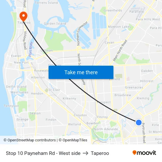 Stop 10 Payneham Rd - West side to Taperoo map