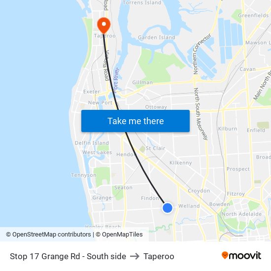 Stop 17 Grange Rd - South side to Taperoo map