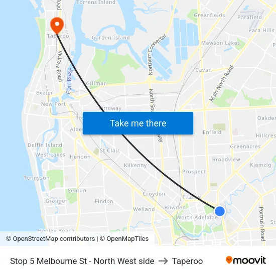 Stop 5 Melbourne St - North West side to Taperoo map