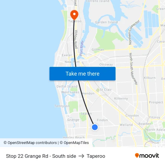 Stop 22 Grange Rd - South side to Taperoo map
