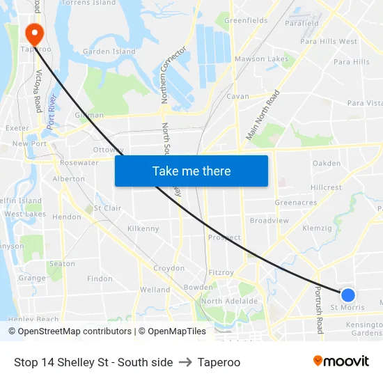 Stop 14 Shelley St - South side to Taperoo map