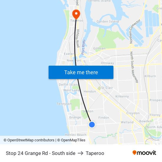 Stop 24 Grange Rd - South side to Taperoo map