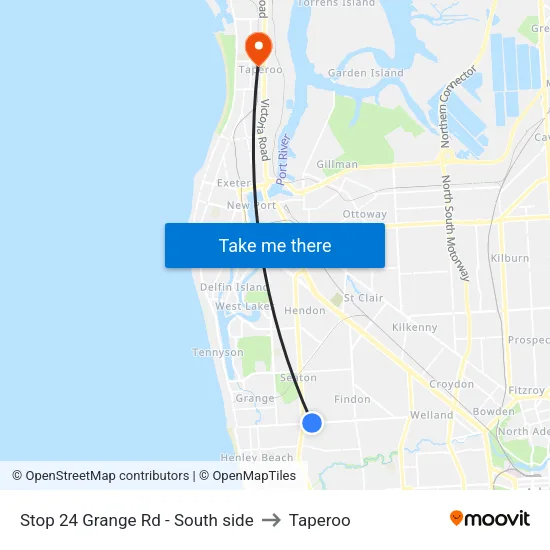 Stop 24 Grange Rd - South side to Taperoo map