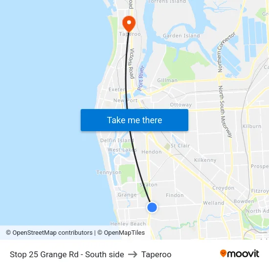 Stop 25 Grange Rd - South side to Taperoo map