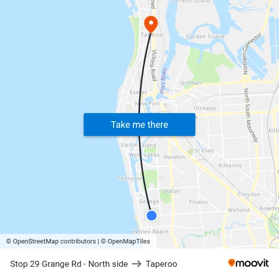 Stop 29 Grange Rd - North side to Taperoo map