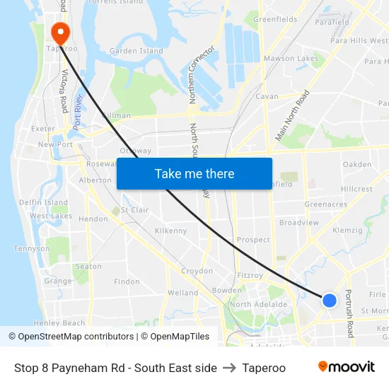 Stop 8 Payneham Rd - South East side to Taperoo map