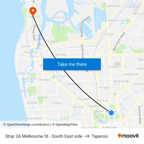 Stop 2A Melbourne St - South East side to Taperoo map