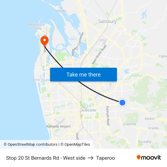 Stop 20 St Bernards Rd - West side to Taperoo map