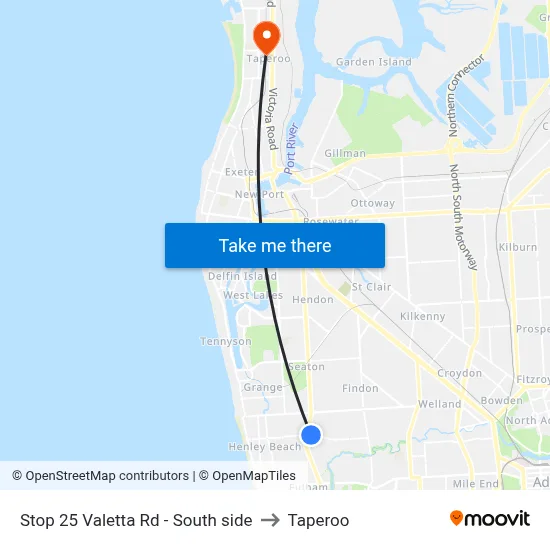 Stop 25 Valetta Rd - South side to Taperoo map