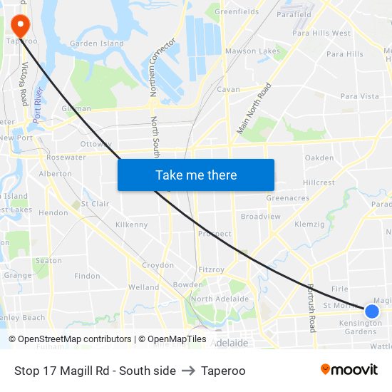 Stop 17 Magill Rd - South side to Taperoo map