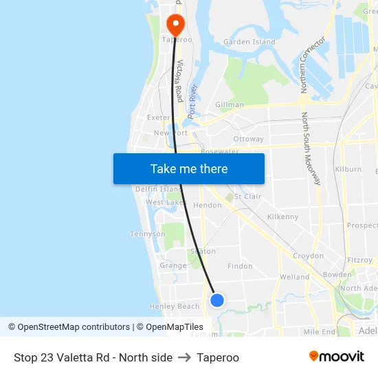 Stop 23 Valetta Rd - North side to Taperoo map