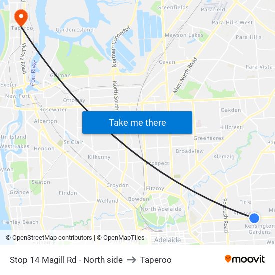 Stop 14 Magill Rd - North side to Taperoo map