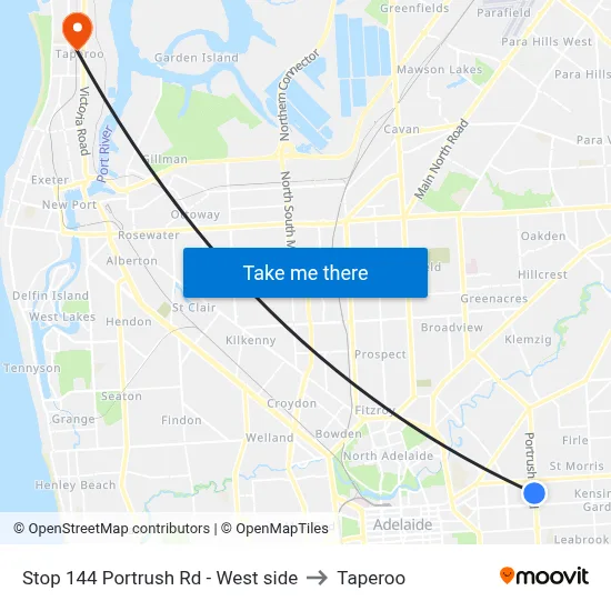 Stop 144 Portrush Rd - West side to Taperoo map