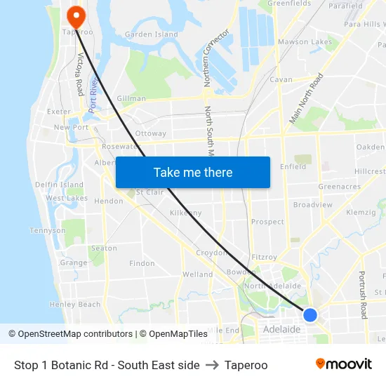 Stop 1 Botanic Rd - South East side to Taperoo map