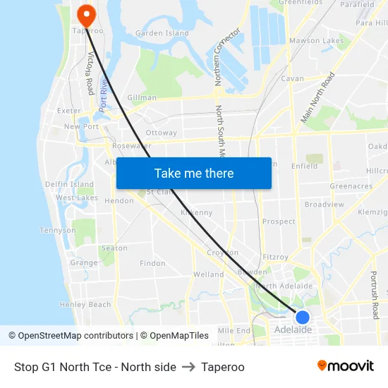Stop G1 North Tce - North side to Taperoo map