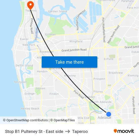 Stop B1 Pulteney St - East side to Taperoo map