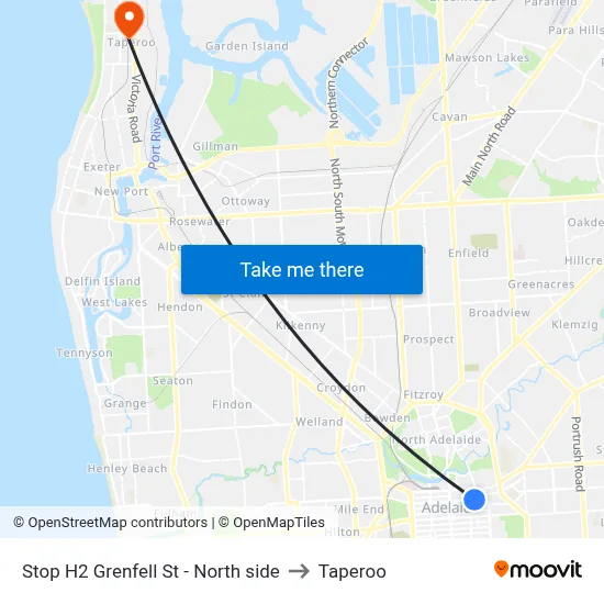 Stop H2 Grenfell St - North side to Taperoo map