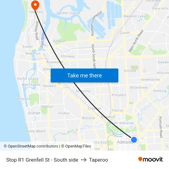 Stop R1 Grenfell St - South side to Taperoo map