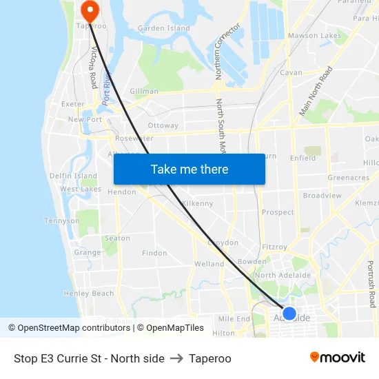 Stop E3 Currie St - North side to Taperoo map
