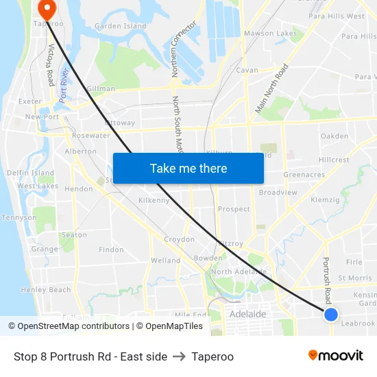 Stop 8 Portrush Rd - East side to Taperoo map